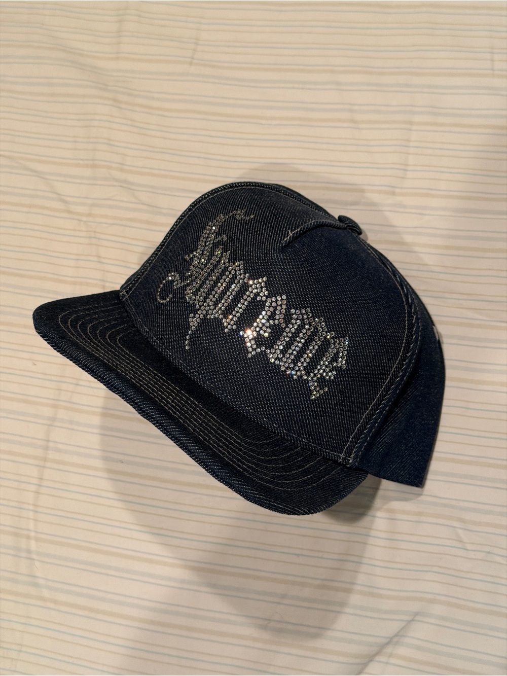 Supreme Denim Rhinestone FW 24 5 Panel SnapBack Hat